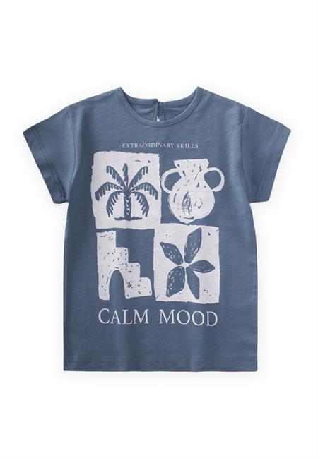 Calm Mood Baskılı T-Shırt 3-8 Yaş İNDİGO MAVİ