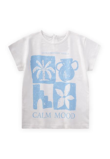 Calm Mood Baskılı T-Shırt 3-8 Yaş KIRIK BEYAZ