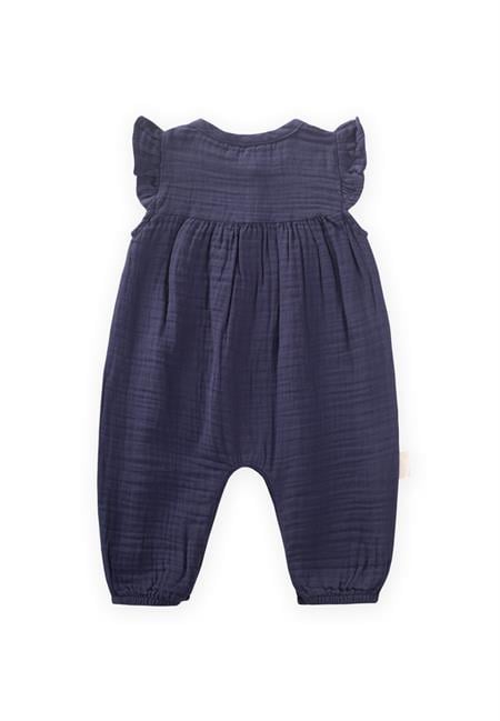 Organik Nakışlı Müslin Tulum 0-3 Yaş Lacivert