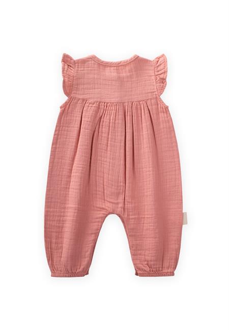 Organik Nakışlı Müslin Tulum 0-3 Yaş Yavruağzı