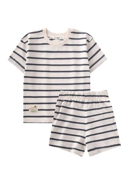 Çizgili Şortlu Takım 1-7 Yaş ANTRASİT