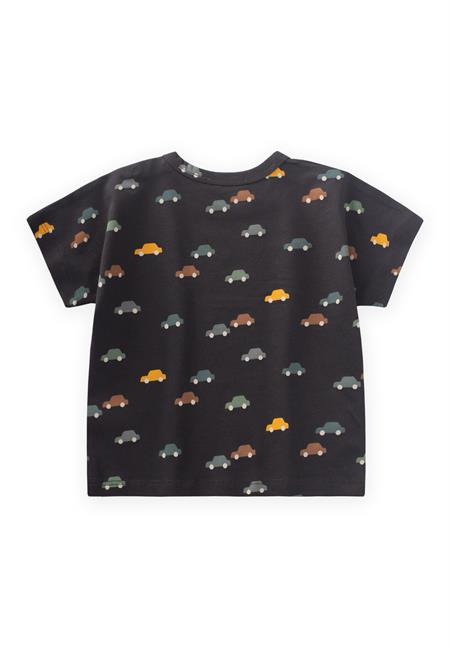 Araba Desenli T-Shırt 1-5 Yaş Antrasit