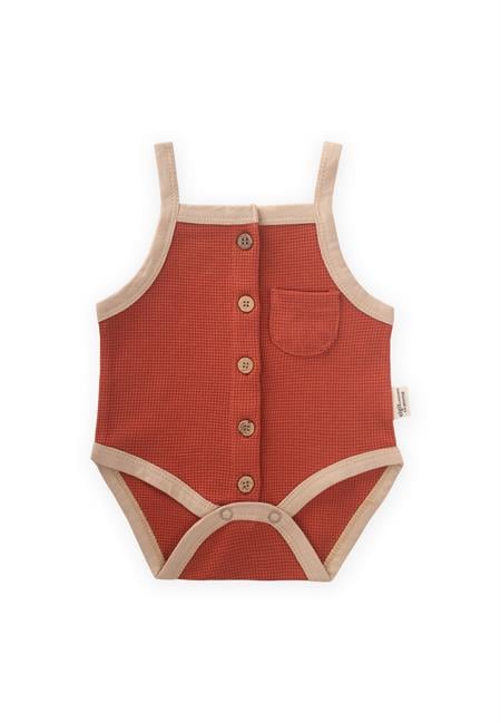 Biye Detaylı Waffle Zıbın 0-3 Yaş Kiremit