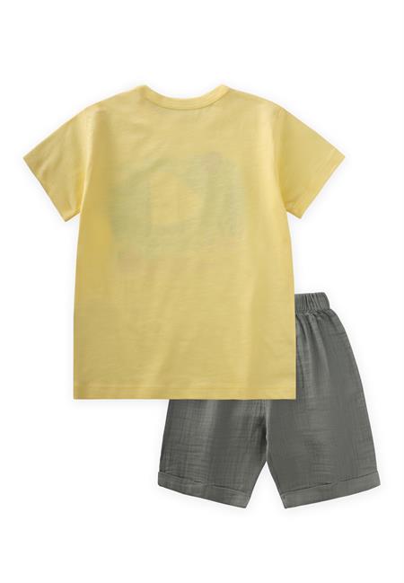 Yelken Baskılı T-Shırt Takım 1-5 Yaş Sarı