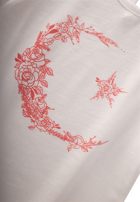 Baskılı T-Shırt 2-8 Yaş Kırık Beyaz