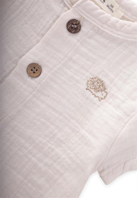 Organik Kirpi Nakışlı Müslin Takım 0-5 Yaş Ekru