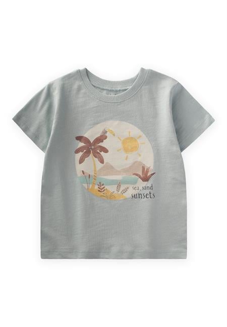 Sunsets Baskılı T-Shırt 1-7 Yaş Mint Yeşili