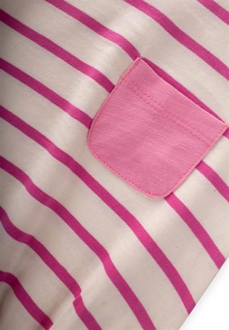 Çizgili Cepli Zıbın 0-3 Yaş Fusya