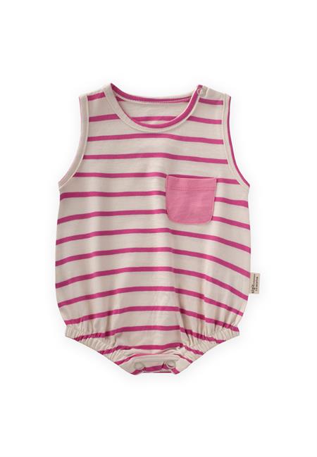 Çizgili Cepli Zıbın 0-3 Yaş Fusya