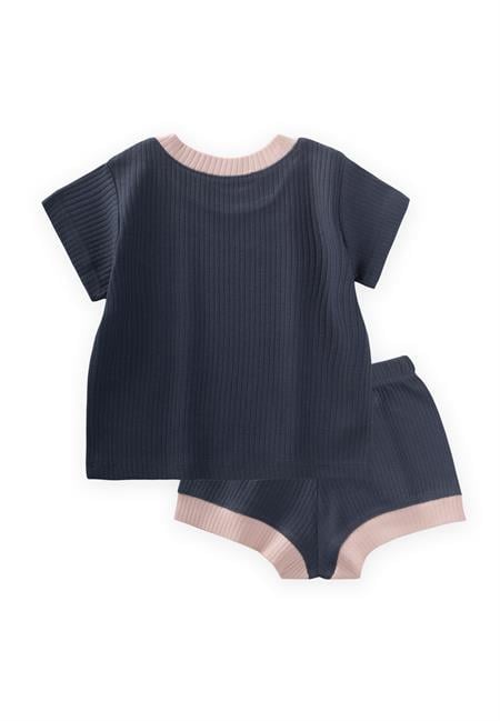 Kuş Nakışlı Garnili Fitilli Takım 0-5 Yaş Lacivert