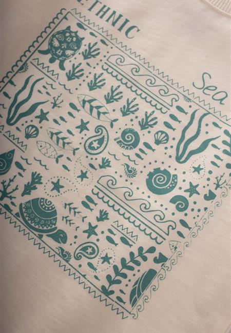 Ethnic Baskılı T-Shırt Takım 2-10 Yaş Ekru