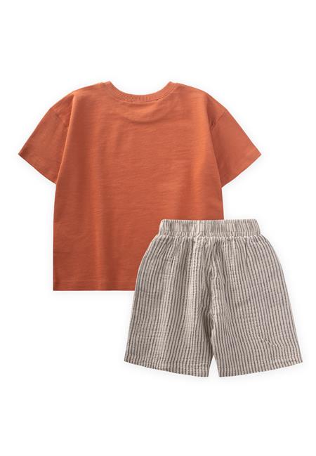 Sun Baskılı T-Shırt Takım 2-8 Yaş Oranj