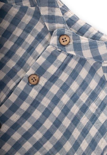 Pöti Kare Desenli Gömlek 1-8 Yaş İndigo Mavi