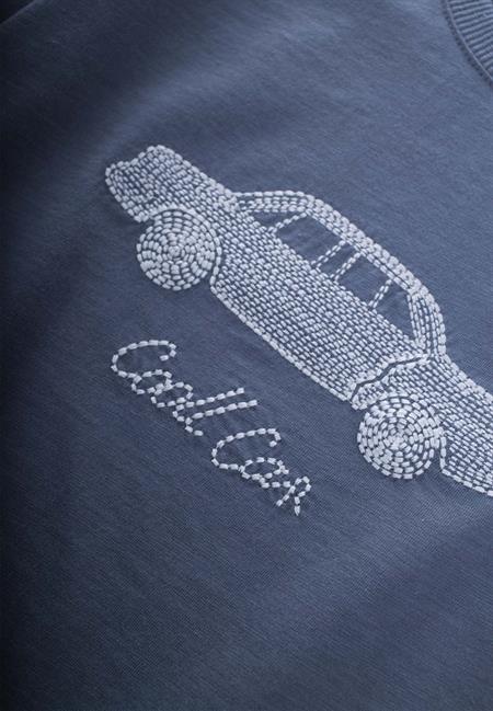 Punto Araba Nakışlı T-Shırt 2-10 Yaş İNDİGO MAVİ