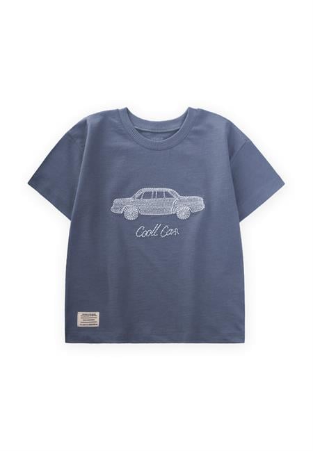 Punto Araba Nakışlı T-Shırt 2-10 Yaş İNDİGO MAVİ