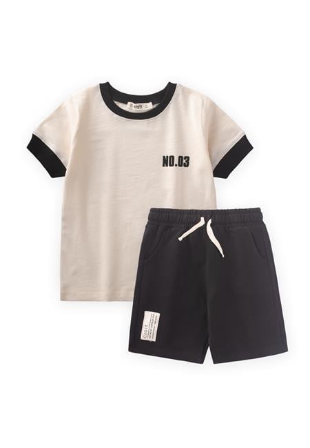 No 03 Baskılı Kaprili Takım 2-10 Yaş Ekru