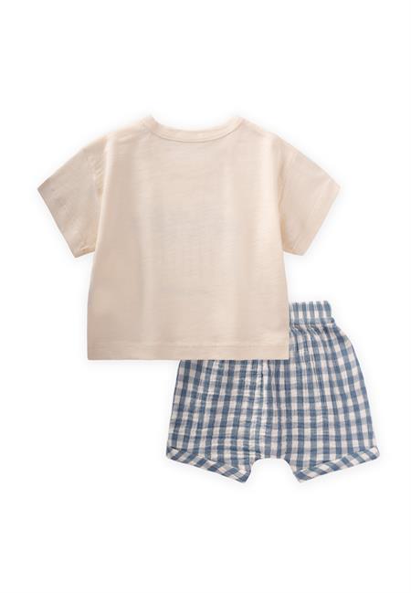 Palmiye Baskılı Müslin Şortlu Takım 0-3 Yaş Ekru