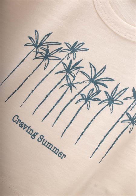 Palmiye Baskılı Müslin Şortlu Takım 0-3 Yaş Ekru