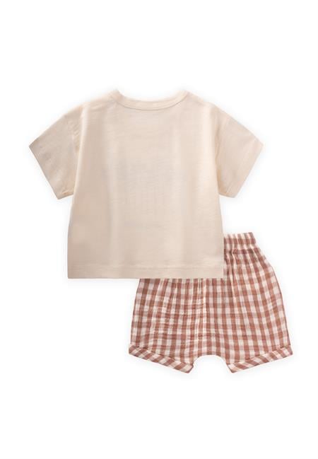 Palmiye Baskılı Müslin Şortlu Takım 0-3 Yaş A Bej