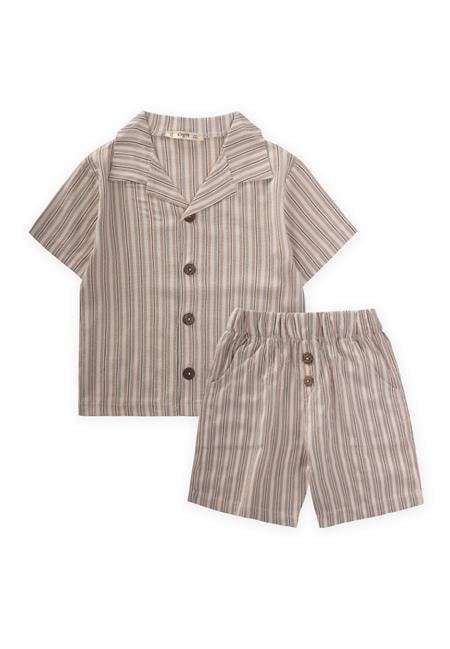 Gofre Gömlek Kapri Takım 2-10 Yaş Bej