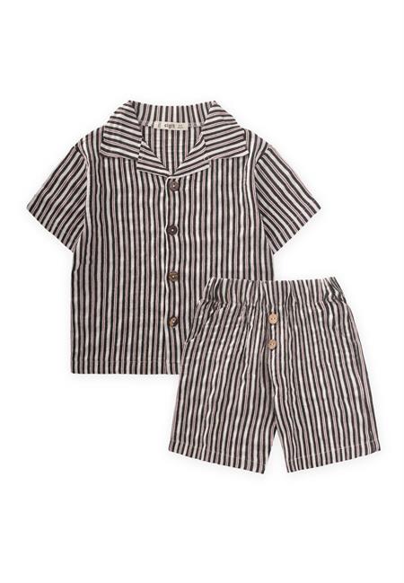 Gofre Gömlek Kapri Takım 2-10 Yaş Siyah