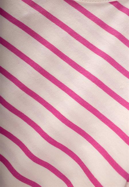 Çizgili Bağlamalı Kız T-Shırt 3-10 Yaş Fuşya Çizgili