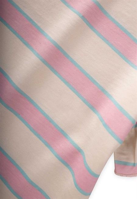 Çizgili Bağlamalı Kız T-Shırt 3-10 Yaş Pudra Mavi Çizgili