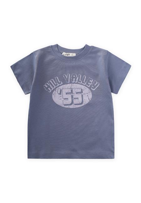 55 Baskılı T-Shırt 2-7 Yaş İndigo Mavi