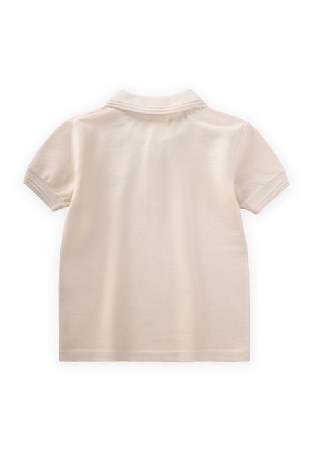 Kabartmalı Polo Yaka T-Shırt 2-10 Yaş Ekru