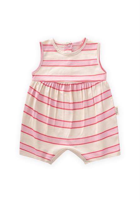 Geniş Çizgili Tulum 0-3 Yaş PEMBE FUŞYA ÇİZGİLİ