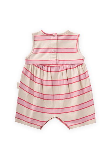 Geniş Çizgili Tulum 0-3 Yaş PEMBE FUŞYA ÇİZGİLİ