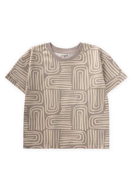 Boho Desenli T-Shırt 2-10 Yaş Bej