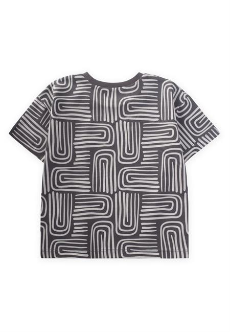 Boho Desenli T-Shırt 2-10 Yaş Antrasit