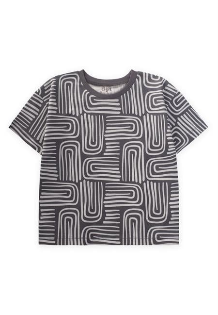 Boho Desenli T-Shırt 2-10 Yaş Antrasit