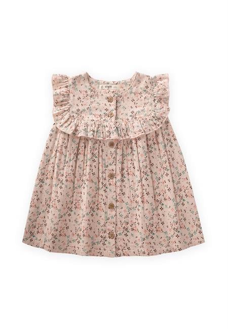 Çıtır Desen Müslin Elbise 0-8 Yaş Pudra Pembe