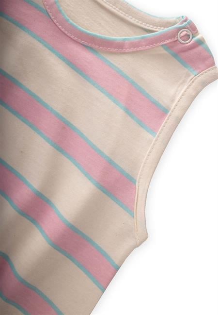 Çizgili Zıbın 0-3 Yaş PUDRA MAVİ ÇİZGİ