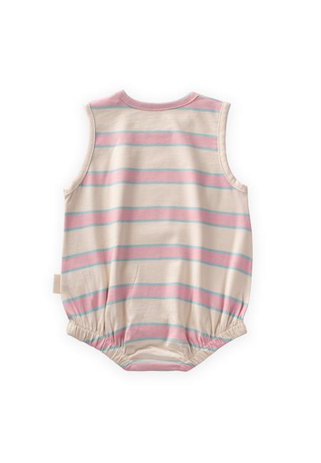 Çizgili Zıbın 0-3 Yaş PUDRA MAVİ ÇİZGİ