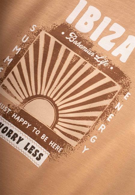 İbiza Baskılı T-Shırt 8-12 Yaş CAMEL