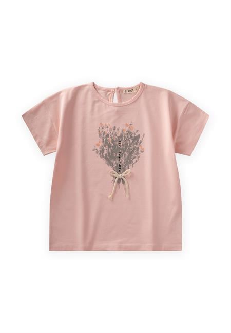 Çiçek Baskılı T-Shırt 8-12 Yaş Pudra Pembe