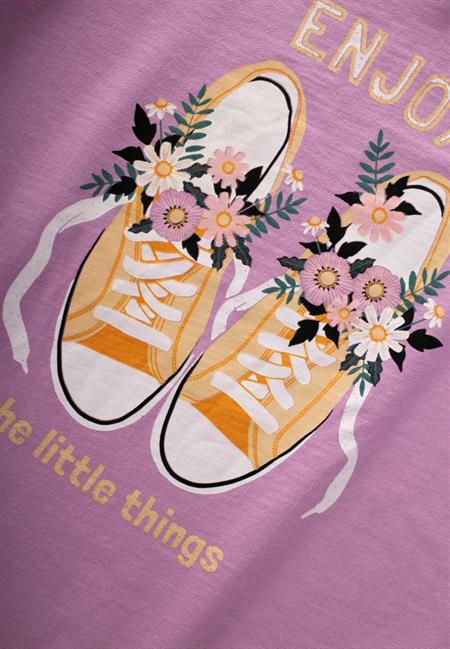 Baskılı T-Shırt 8-12 Yaş Lila