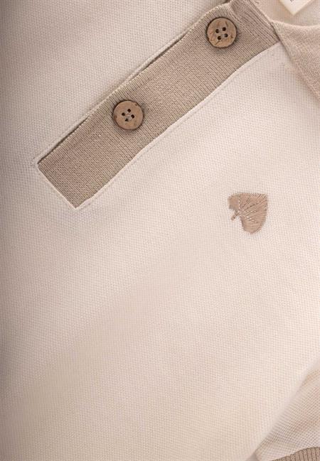 Yaprak Nakışlı Polo Yaka T-Shırt 2-10 Yaş A Bej