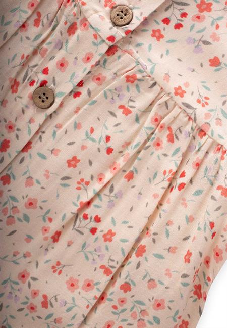 Çiçek Desenli Viskon Elbise 1-10 Yaş Pudra Pembe