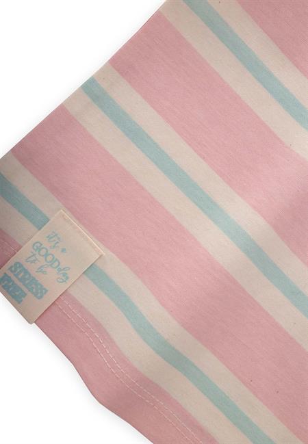 Çizgili Kız T-Shırt 2-10 Yaş Pembe Mavi Çizgili