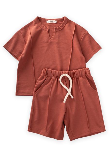 V Yakalı Kapri Takım 2-7 Yaş Kiremit