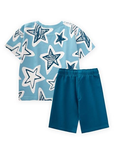 Desenli Basic Kaprili Takım 2-10 Yaş Turkuaz