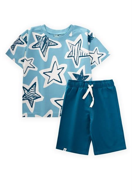 Desenli Basic Kaprili Takım 2-10 Yaş Turkuaz