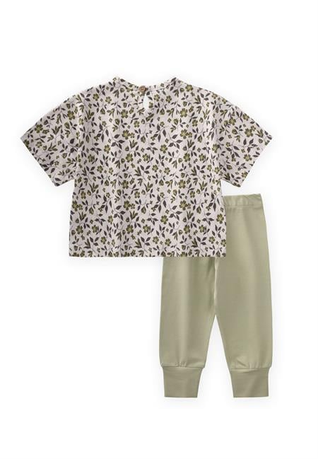Desenli T-Shırt Takım 1-7 Yaş Ekru