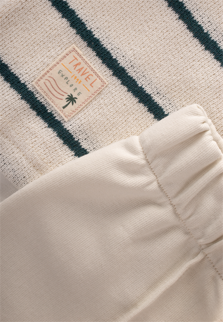 Çizgili Kapri Takım 2-7 Yaş Ekru