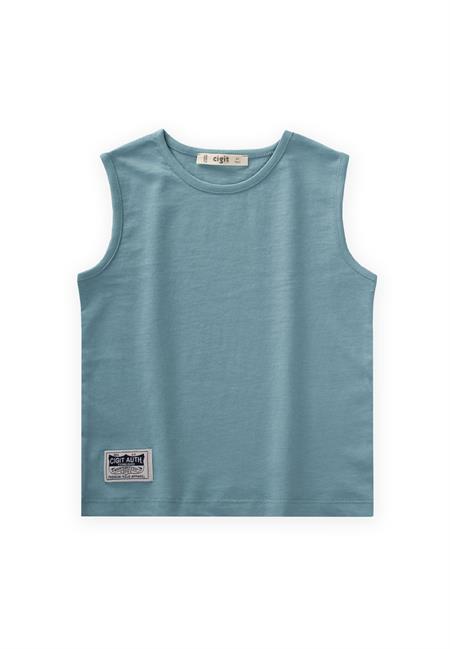 Sıfır Kol T-Shırt 2-7 Yaş Turkuaz