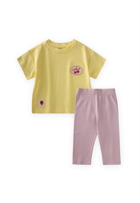 Taylı T-Shirt Takım 1-8 Yaş Sarı